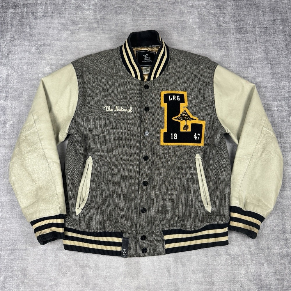 LRG Lifted Research Group Jacket Mens Medium Letterman Varsity Vtg Y2K Hip Hop